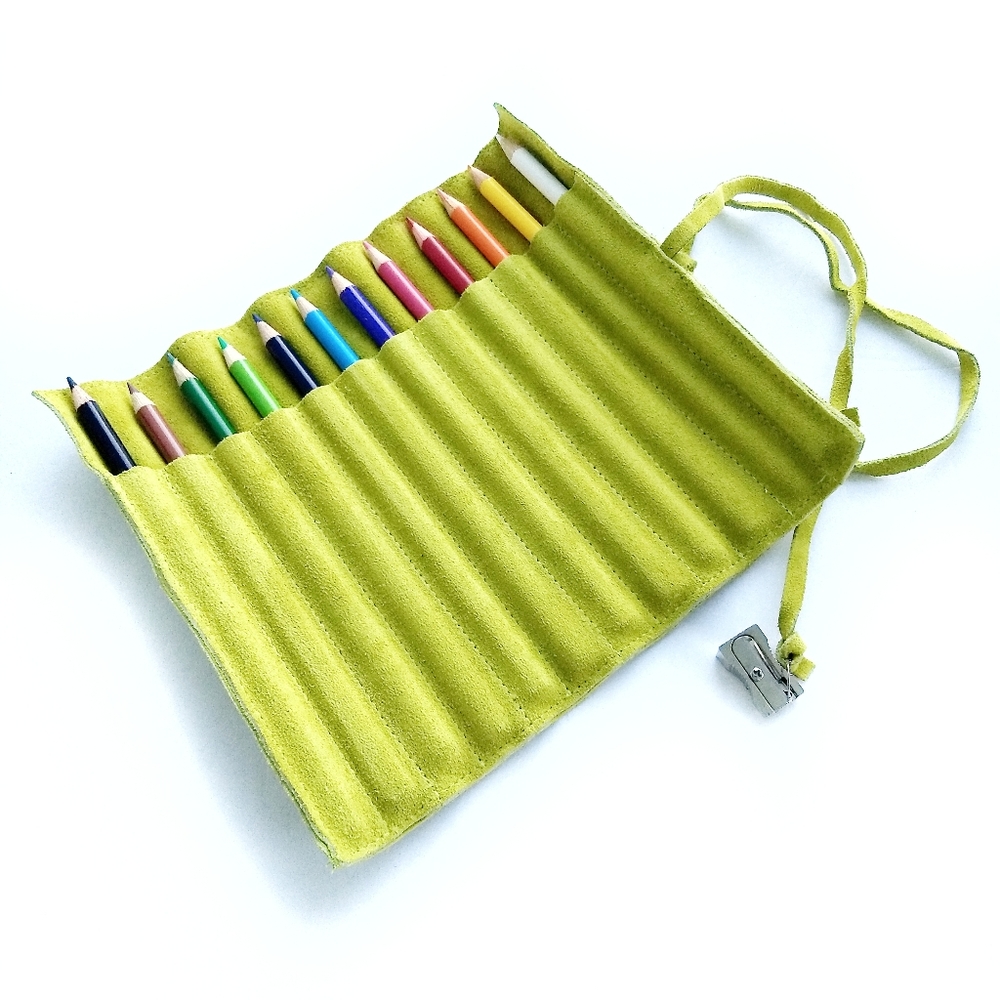 ARTIST Pencils Color Set Travel Case Drawing Bright Lime Suede